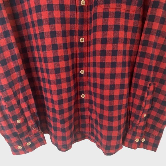 Eddie Bauer Button Down Flannel Shirt Mens 2XL Red Black Casual Long Sleeve NEW - Picture 6 of 14